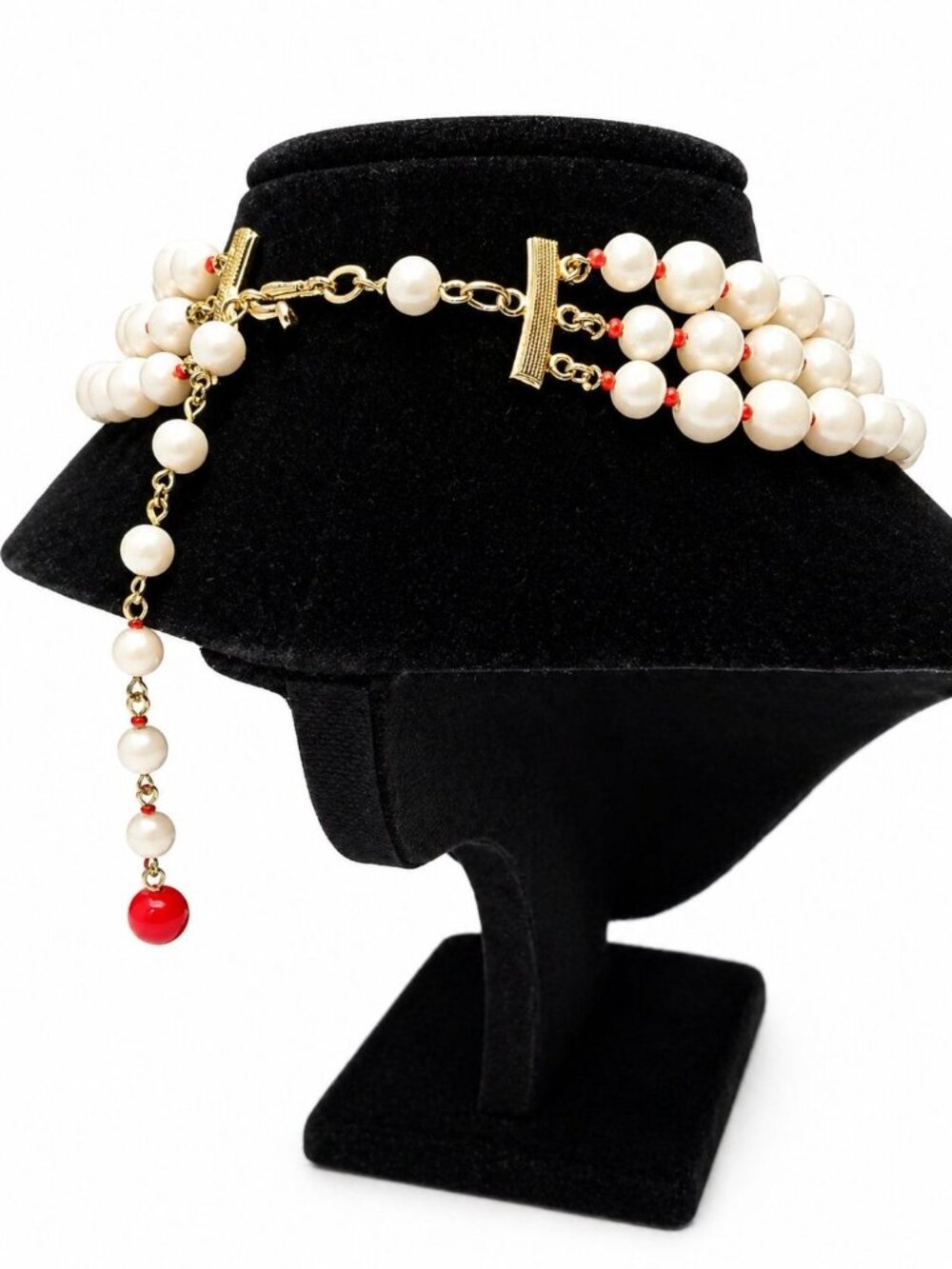 Vintage 1960s Japan Multi Strand Big White Bead Adjustable Cascading Necklace - Picture 3 of 3